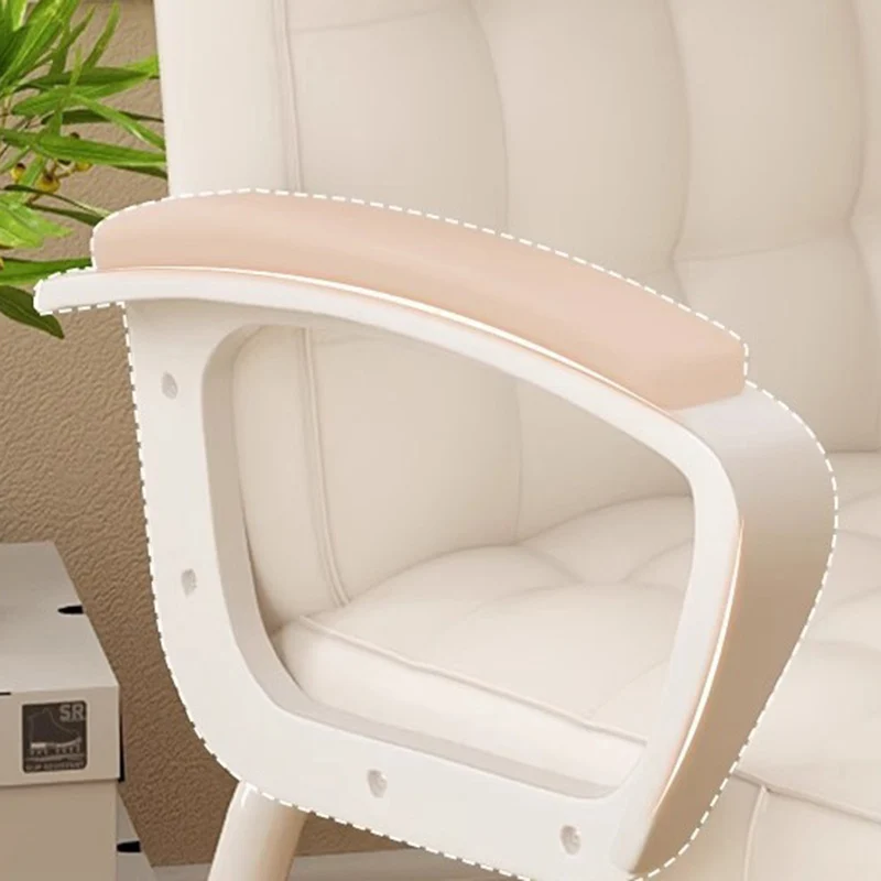 Modern Simplicity Rectangular PU Leather Carbon Steel Nylon Plywood Latex Desk Chair Backrest Armrest For Home Office
