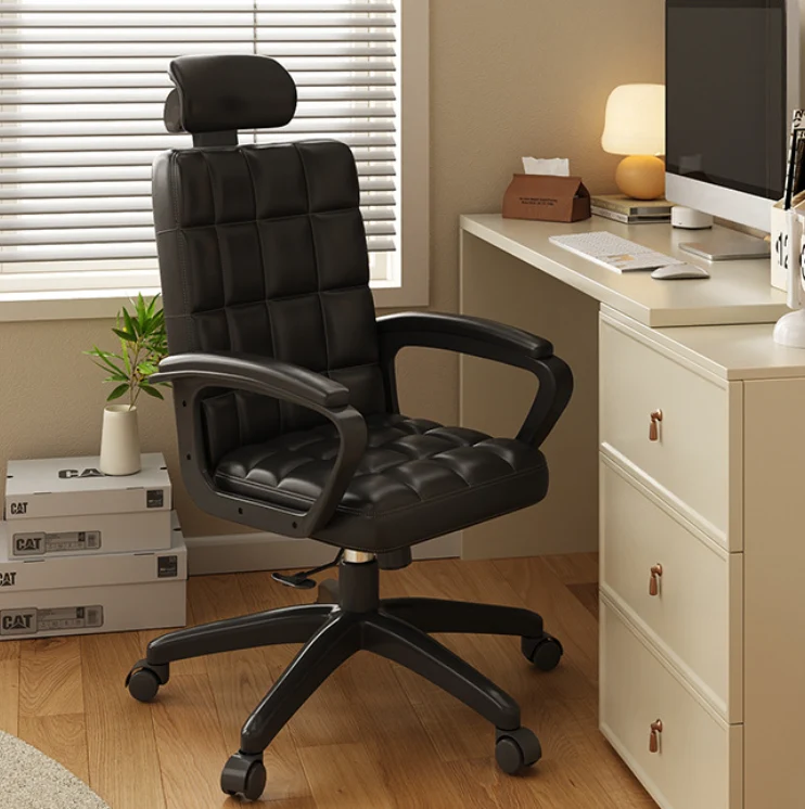 Contemporary Nordic Rectangular PU Leather Carbon Steel Nylon Plywood Latex Desk Chair Backrest Armrest For Home Office