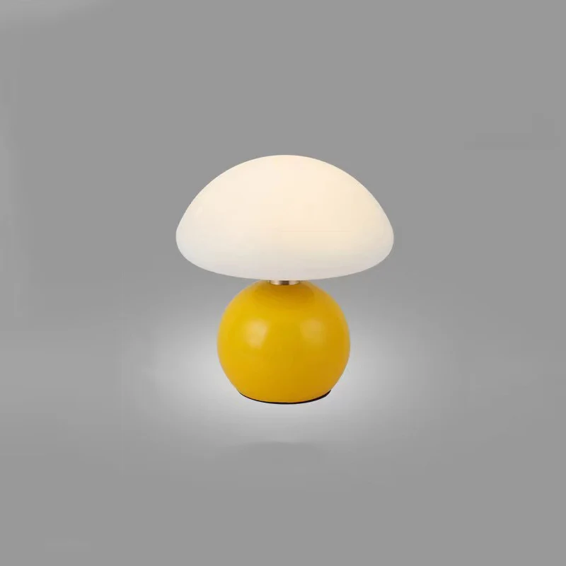 Contemporary Scandinavian Iron PE Round Shade USB Rechargeable LED Table Lamp For Bedroom