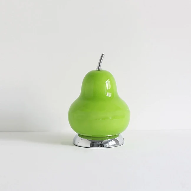 Contemporary Scandinavian Pear Glass Shade Iron USB Rechargeable LED Table Lamp For Bedroom