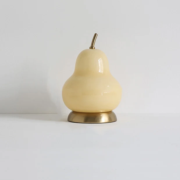 Contemporary Scandinavian Pear Glass Shade Iron USB Rechargeable LED Table Lamp For Bedroom