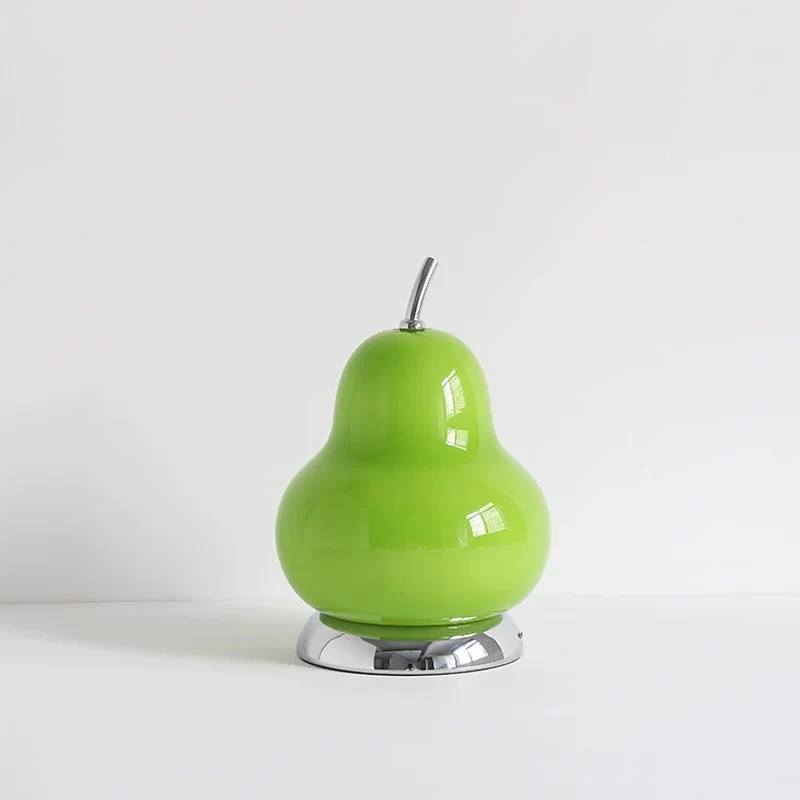 Contemporary Scandinavian Pear Glass Shade Iron USB Rechargeable LED Table Lamp For Bedroom