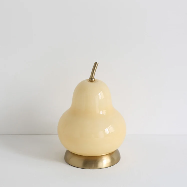 Contemporary Scandinavian Pear Glass Shade Iron USB Rechargeable LED Table Lamp For Bedroom