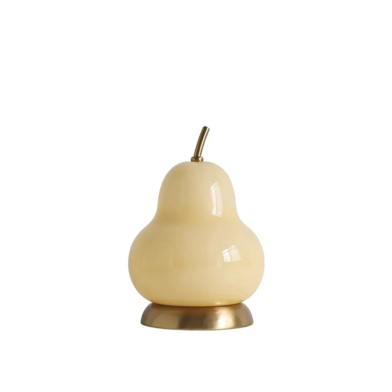 Contemporary Scandinavian Pear Glass Shade Iron USB Rechargeable LED Table Lamp For Bedroom