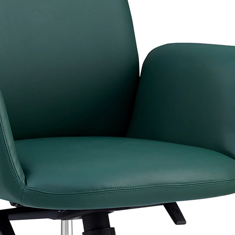 Modern Luxury Square Cowhide Leather Contact Surface Swivel Desk Chair Backrest Casters For Home Office