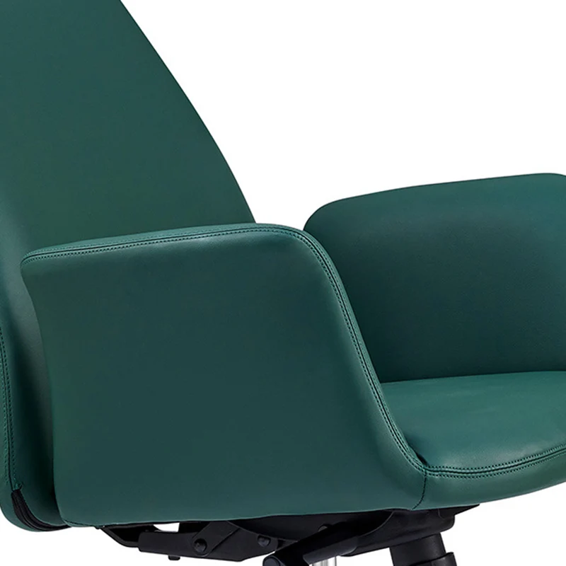 Modern Luxury Square Cowhide Leather Contact Surface Swivel Desk Chair Backrest Casters For Home Office