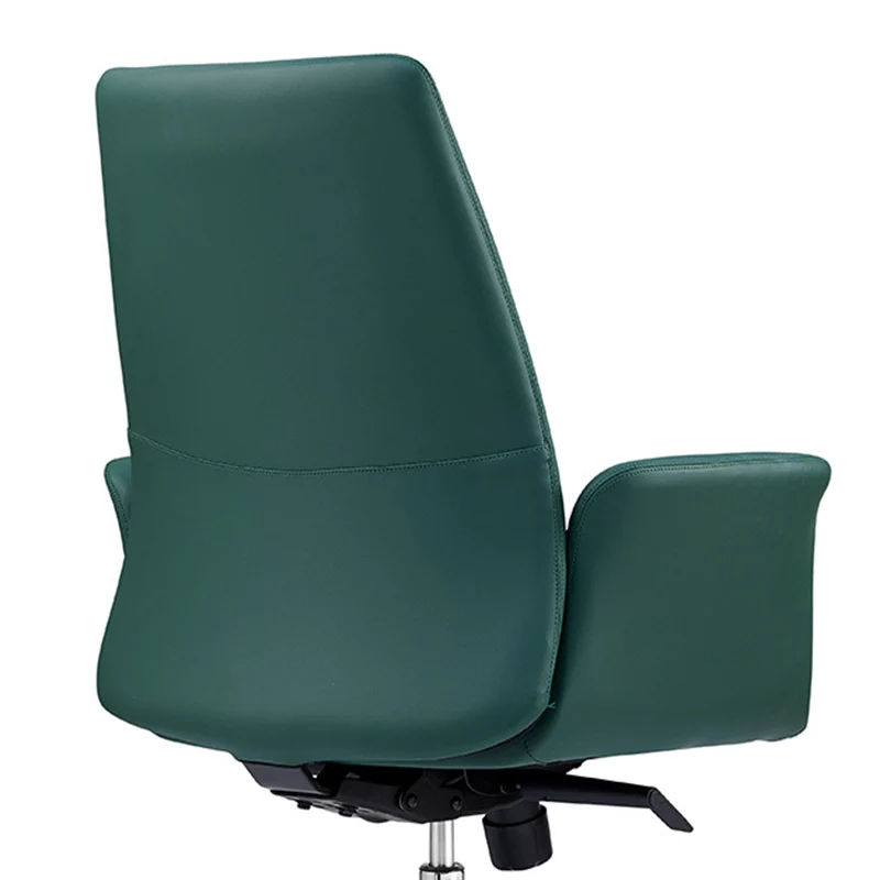 Modern Luxury Square Cowhide Leather Contact Surface Swivel Desk Chair Backrest Casters For Home Office