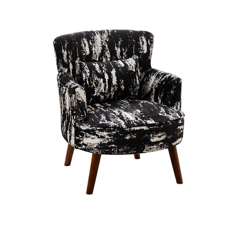 Traditional French Flower Patterned Cotton Linen Plywood Upholstered Accent Chair Backrest Armrest For Living Room