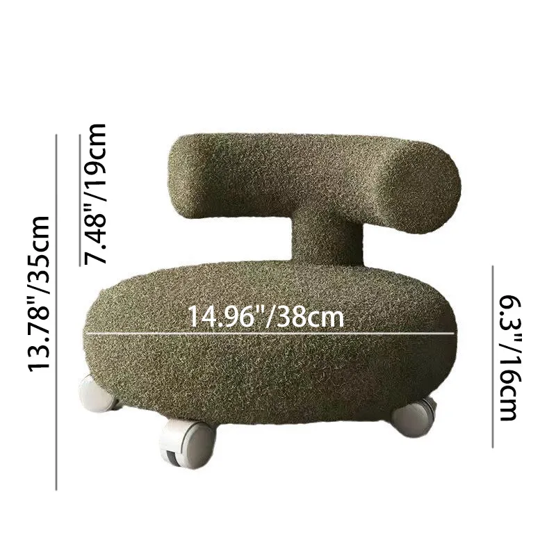 Contemporary Nordic Sherpa Fabric Wood Sponge Round C-shaped Low Stool Backrest Movable For Living Room