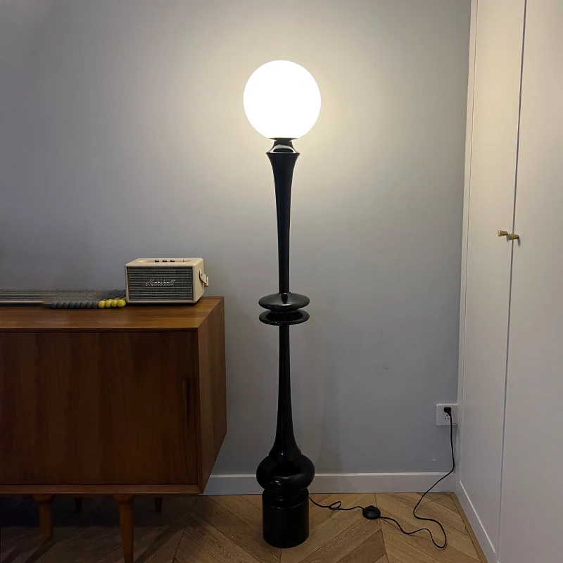 Traditional Vintage Column Resin Acrylic 1-Light Standing Floor Lamp For Living Room