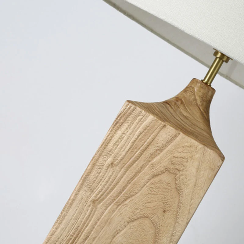 Traditional Japanese Cone Solid Wood Linen 1-Light Standing Floor Lamp For Living Room