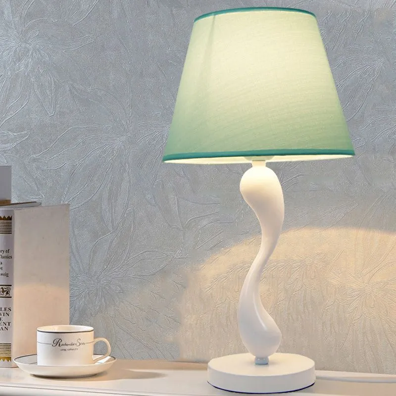 Contemporary Creative Frustum Cone Iron Fabric 1-Light Table Lamp For Bedroom