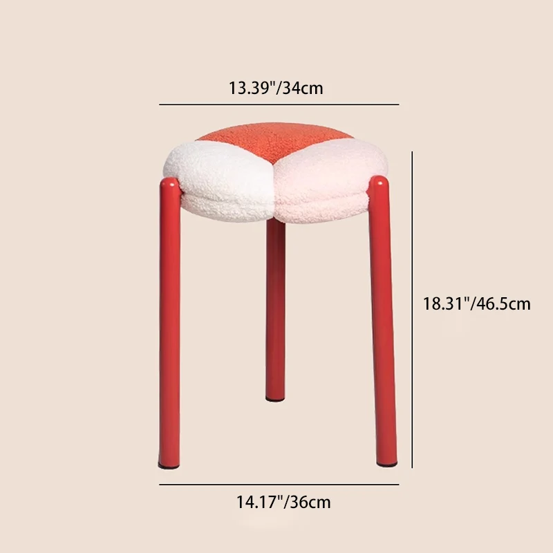 Modern Minimalist Round Metal Teddy Velvet Chair For Living Room