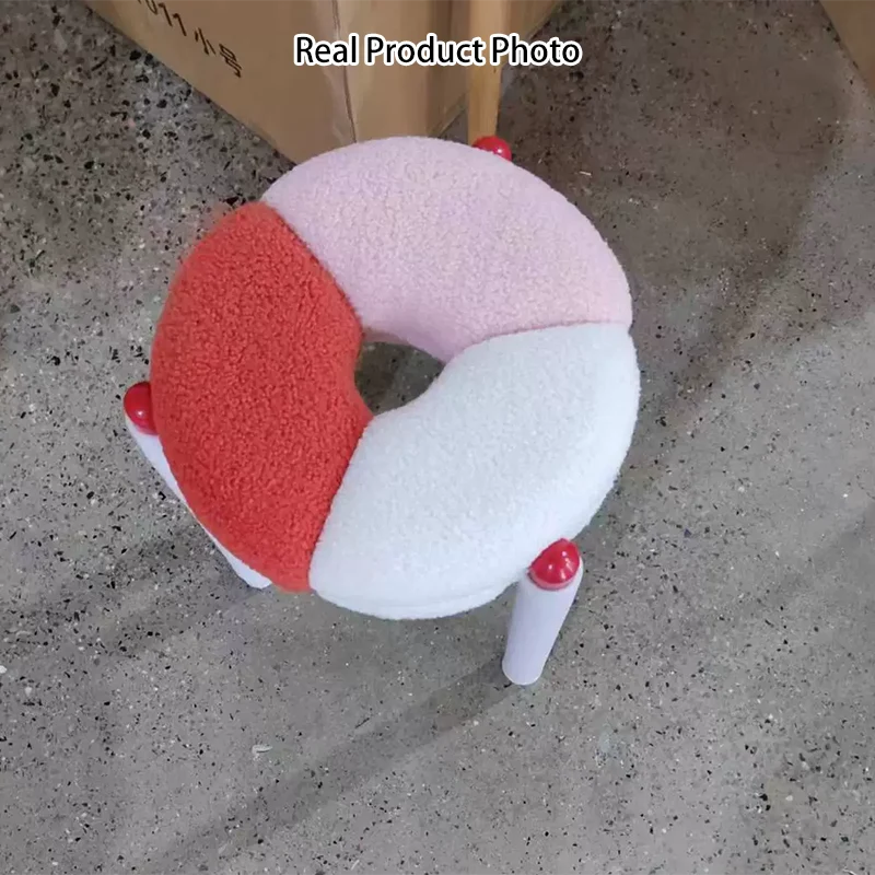 Modern Minimalist Round Metal Teddy Velvet Chair For Living Room
