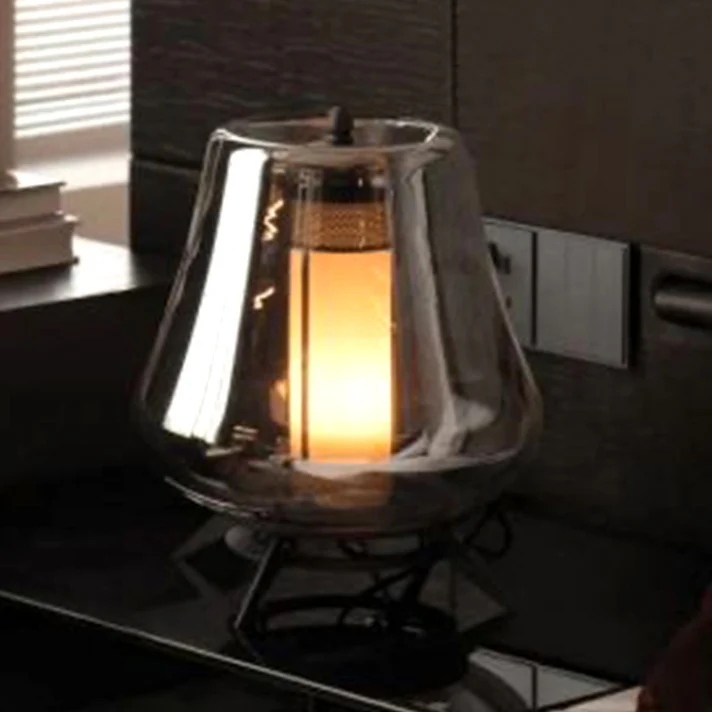 Modern Art Deco Transparent Glass Iron Lampshade 1 - Light Table Lamp For Bedroom