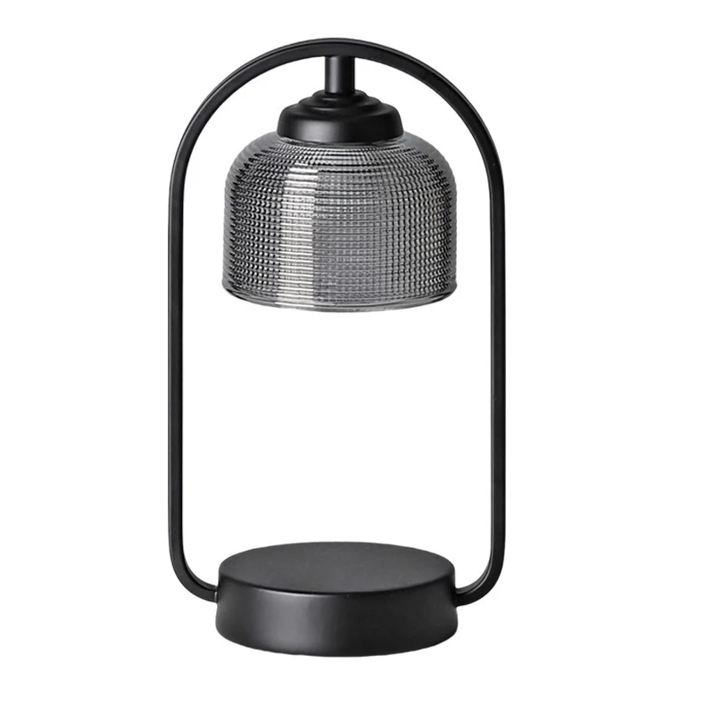 Contemporary Nordic Round Iron Base Semicircular Glass Lampshade 1 - Light Melting Wax Table Lamp For Bedroom