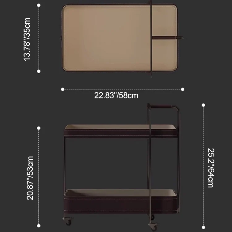 Contemporary Scandinavian Rectangle Saddle-Style Faux Leather Stainless Steel Side Table 2 - Tier For Living Room
