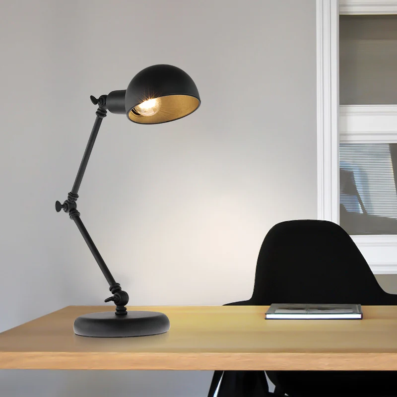 Contemporary Nordic Iron Semicircular 1-Light Rocker Arm Table Lamp For Bedroom