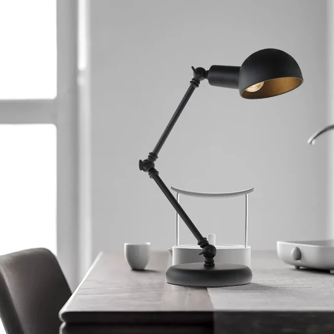 Contemporary Nordic Iron Semicircular 1-Light Rocker Arm Table Lamp For Bedroom