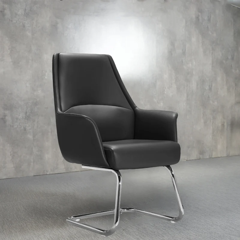 Modern Minimalist Square Faux Leather Carbon Steel Swivel Height Adjustable Desk Chair Backrest Casters For Home Office