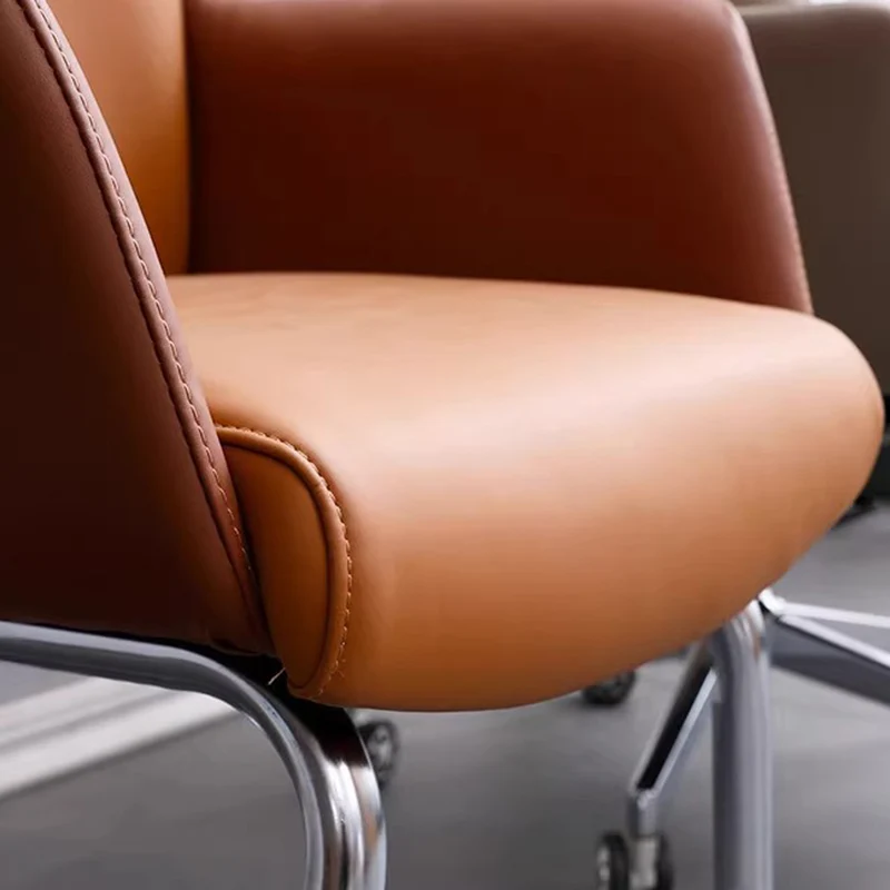 Modern Minimalist Square Faux Leather Carbon Steel Swivel Height Adjustable Desk Chair Backrest Casters For Home Office