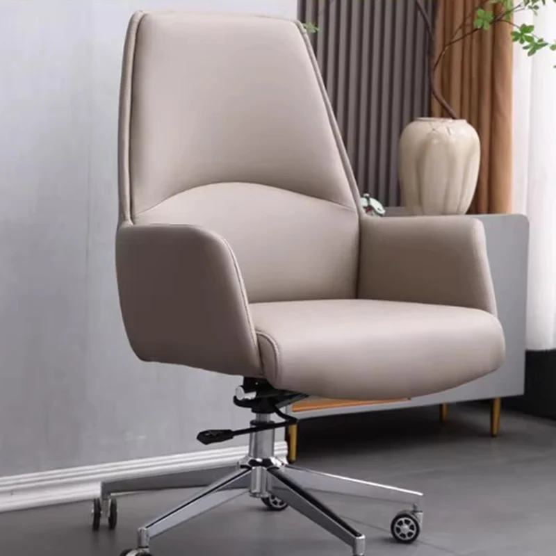 Modern Minimalist Square Faux Leather Carbon Steel Swivel Height Adjustable Desk Chair Backrest Casters For Home Office
