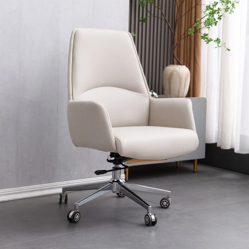Modern Minimalist Square Faux Leather Carbon Steel Swivel Height Adjustable Desk Chair Backrest Casters For Home Office