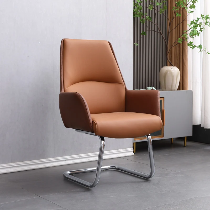 Modern Minimalist Square Faux Leather Carbon Steel Swivel Height Adjustable Desk Chair Backrest Casters For Home Office