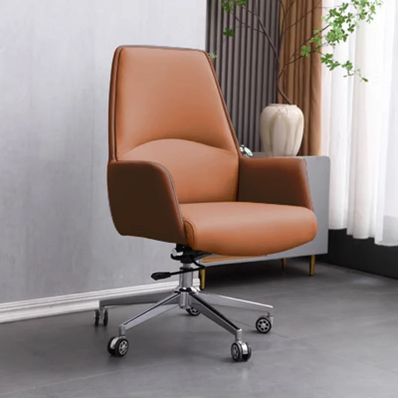 Modern Minimalist Square Faux Leather Carbon Steel Swivel Height Adjustable Desk Chair Backrest Casters For Home Office