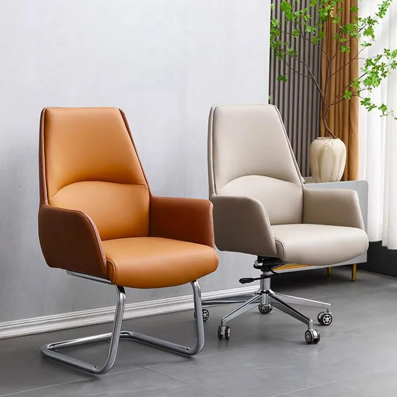 Modern Minimalist Square Faux Leather Carbon Steel Swivel Height Adjustable Desk Chair Backrest Casters For Home Office