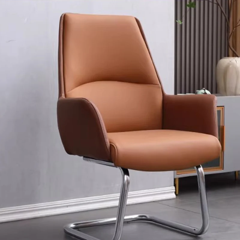 Modern Minimalist Square Faux Leather Carbon Steel Swivel Height Adjustable Desk Chair Backrest Casters For Home Office