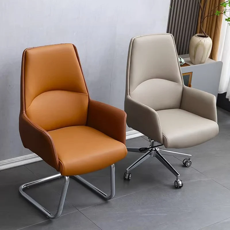 Modern Minimalist Square Faux Leather Carbon Steel Swivel Height Adjustable Desk Chair Backrest Casters For Home Office