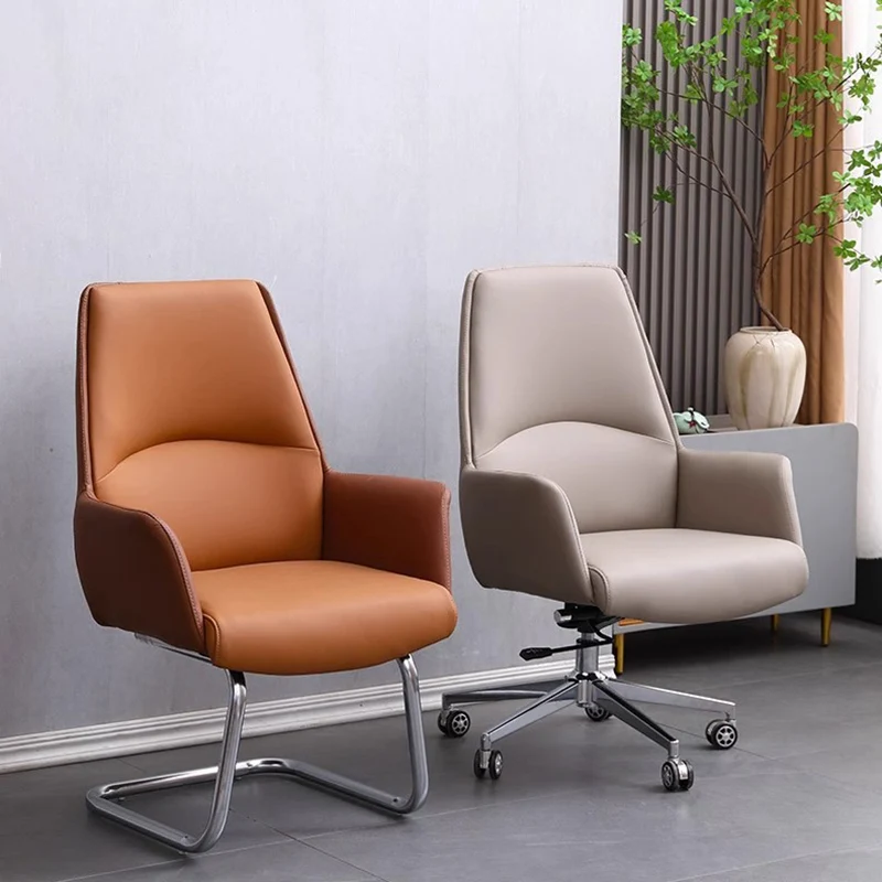 Modern Minimalist Square Faux Leather Carbon Steel Swivel Height Adjustable Desk Chair Backrest Casters For Home Office