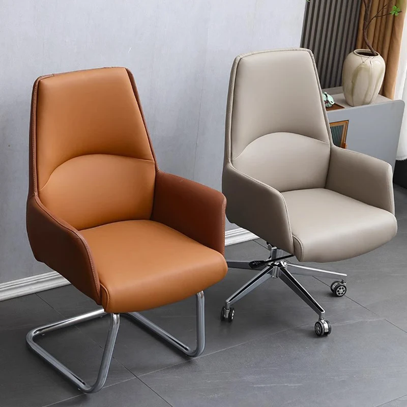 Modern Minimalist Square Faux Leather Carbon Steel Swivel Height Adjustable Desk Chair Backrest Casters For Home Office