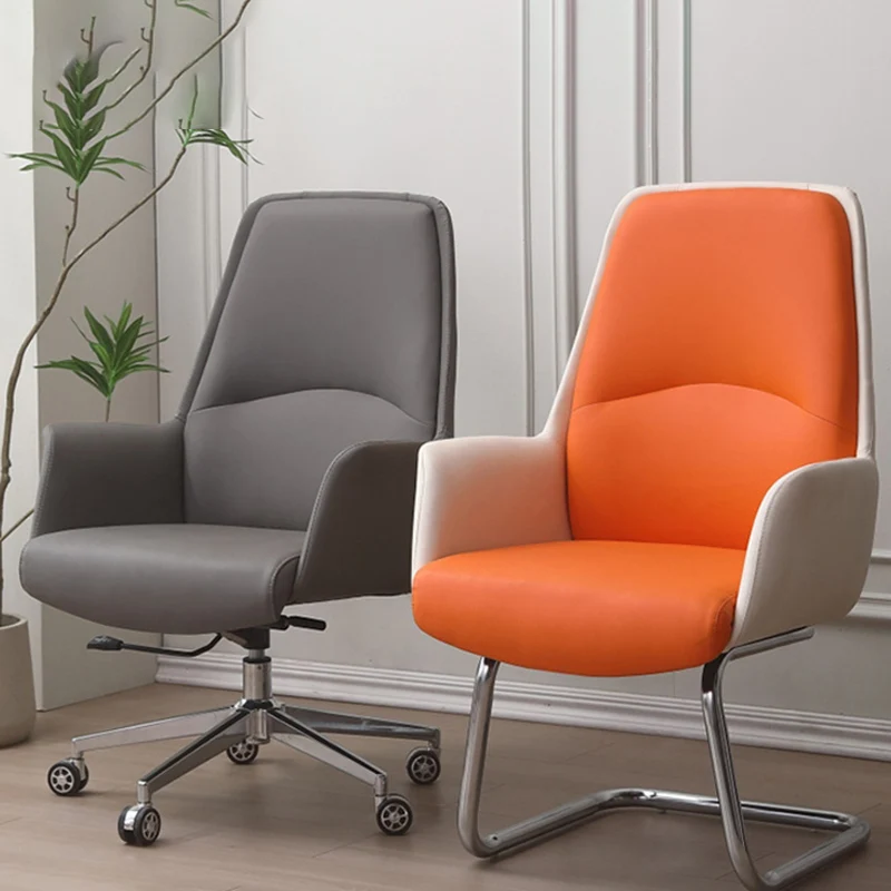 Modern Minimalist Square Faux Leather Carbon Steel Swivel Height Adjustable Desk Chair Backrest Casters For Home Office