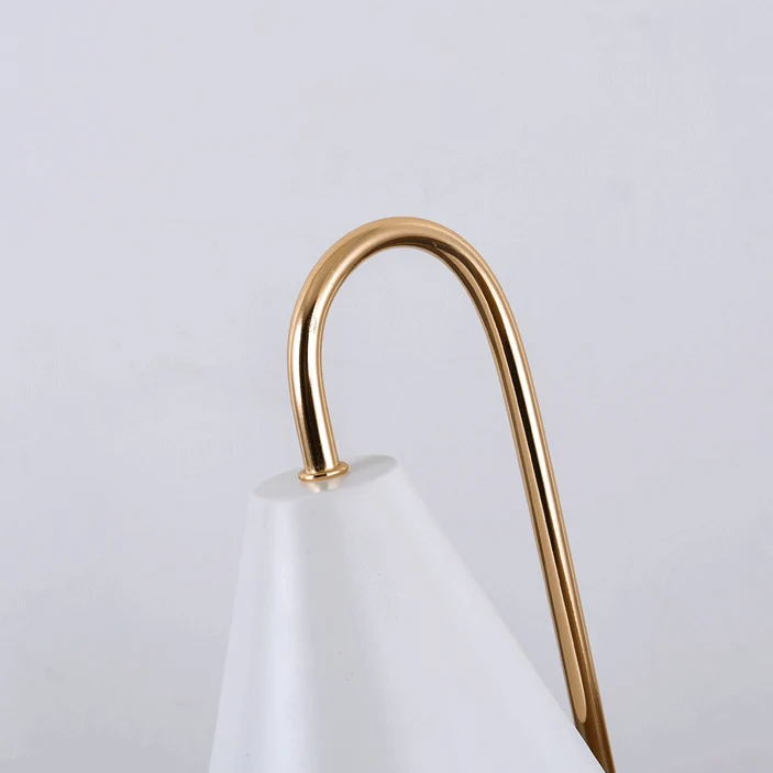 Modern Minimalist Square Conical Curved Metal Marble 1-Light Melting Wax Table Lamp For Living Room