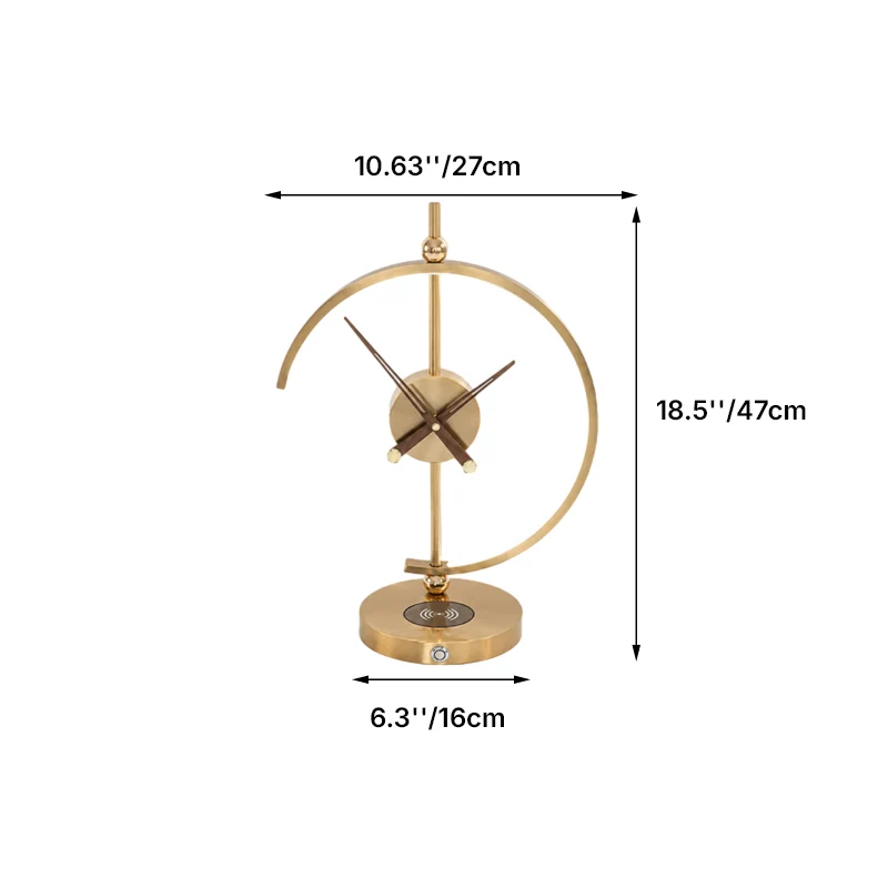 Traditional Vintage Round Clock Aluminum Plastic LED Table Lamp For Living Room