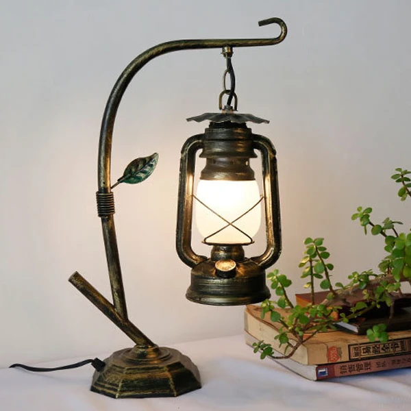 Contemporary Industrial Oval Iron Glass 1-Light Table Lamp For Living Room