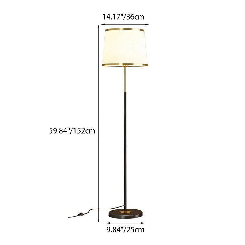 Modern Minimalist Round Cylinder Metal Iron Fabric 1-Light Standing Floor Lamp For Living Room