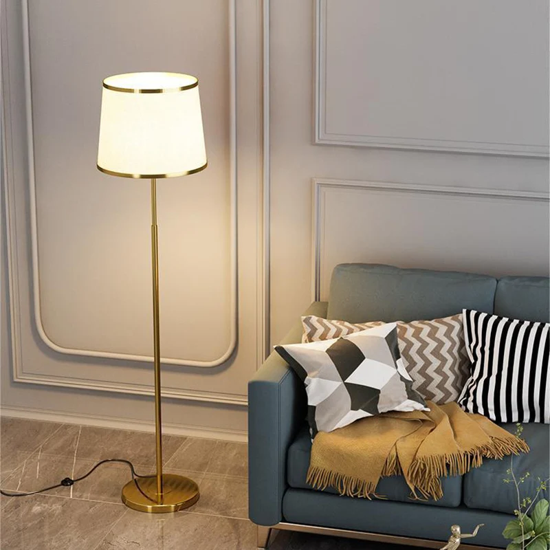 Modern Minimalist Round Cylinder Metal Iron Fabric 1-Light Standing Floor Lamp For Living Room