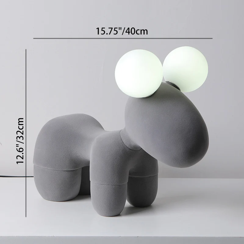Contemporary Creative Cartoon Childlike Pony Plush Resin 2-Light Table Lamp For Bedroom