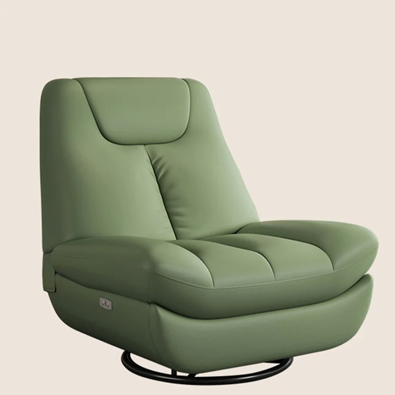 Contemporary Scandinavian Faux Leather Upholstered Carbon Steel Swivel Accent Chair Backrest For Living Room