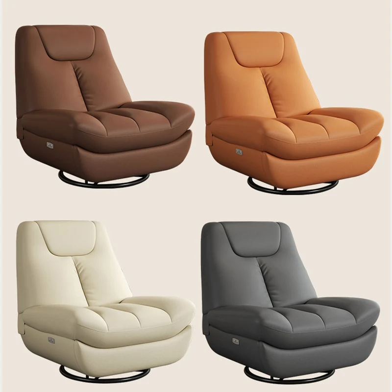 Contemporary Scandinavian Faux Leather Upholstered Carbon Steel Swivel Accent Chair Backrest For Living Room