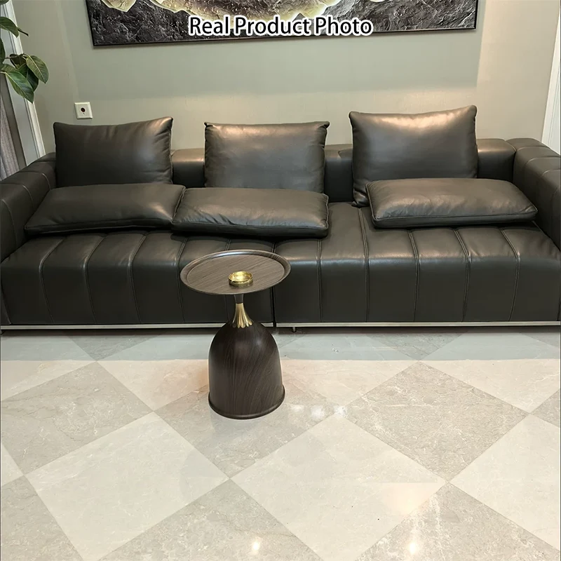 Contemporary Retro Carbon Steel Stainless Steel Round Column Bullet End Table 1-Tray For Living Room