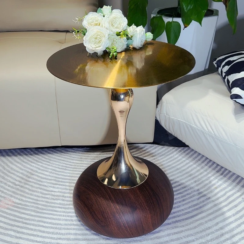 Contemporary Retro Carbon Steel Stainless Steel Round Column Bullet End Table 1-Tray For Living Room