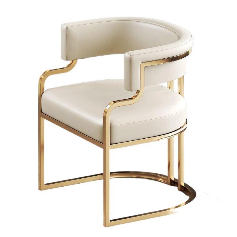 Modern Simplicity Faux Leather Metal Sponge Latex Oval Curved Accent Chair Backrest Armrest For Living Room