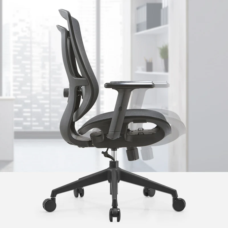 Modern Simplicity Curved Trapezoidal Comfortable Mesh Sponge Metal Desk Chair Armrest Headrest Reclining For Home Office