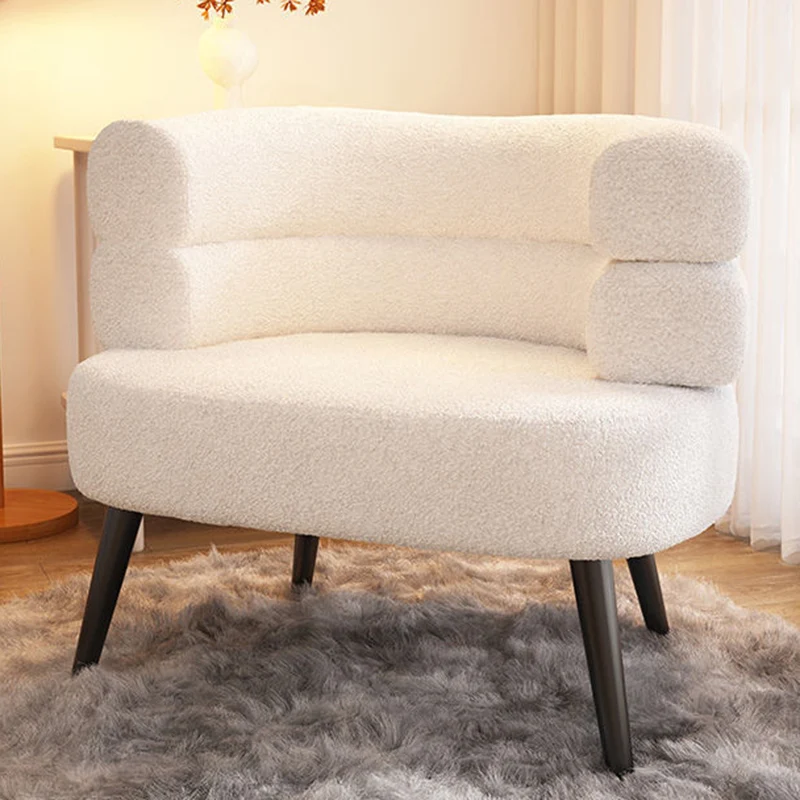 Modern Simplicity Curved Semicircle Sherpa Fabric Carbon Steel Accent Chair Backrest For Living Room