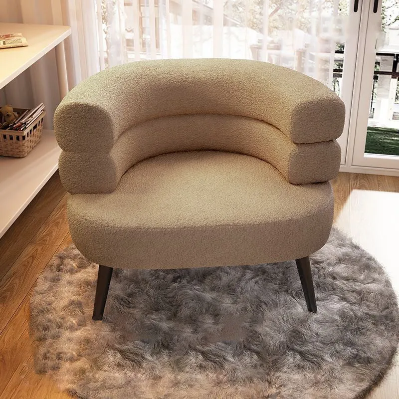 Modern Simplicity Curved Semicircle Sherpa Fabric Carbon Steel Accent Chair Backrest For Living Room
