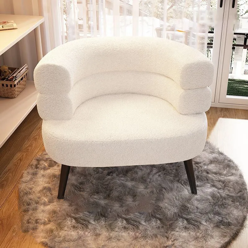 Modern Simplicity Curved Semicircle Sherpa Fabric Carbon Steel Accent Chair Backrest For Living Room